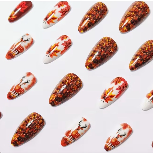 Autumn Leaf and Deer Fall Nail Art - Picture 4 of 5